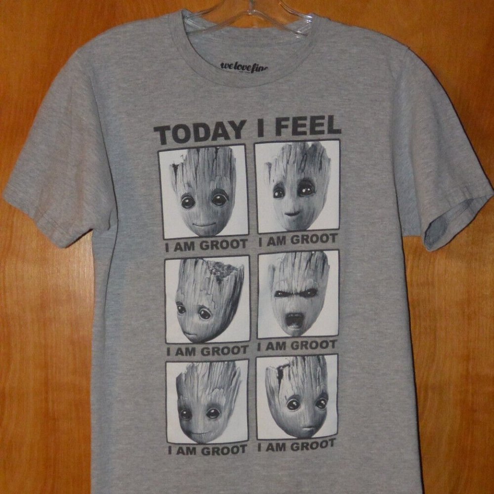 Groot Boys Small Guardians of the Galaxy Gray Short Sleeve T-shirt